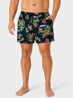 Lands' End XXL Swim Trunks  Tropical Hawaiian Print  Mesh Lined  Pockets
